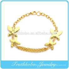 2014 vente chaude meilleur cadeau placage doré permanent papillon lien bracelet bracelet en acier inoxydable bijoux